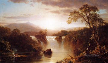 Paisaje con paisaje de cascada Río Hudson Iglesia Frederic Edwin Pinturas al óleo